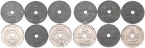 Belgium, Kingdom, Leopold III, Good lot with 6 different 10 Centimes nickel & zinc coins in nice grades including scarcer dates..