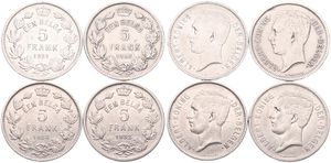 Belgium, Kingdom, Albert I, Good lot with 4 different 5 Francs nickel coins in nice grades including scarcer dates..