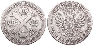 Austrian Netherlands, Maria Theresia, 1/2 Kronenthaler Silver 1759(b), Floriated cross with crowns at angles / Crowned imperial double headed eagle, KM 19 Brussels, A.VF