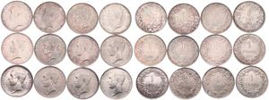 Belgium, Kingdom, Albert I, Good lot with 12 different 1 Franc silver coins in nice grades including scarcer dates..