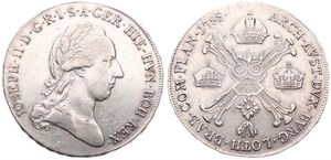 Austrian Netherlands, Joseph II, 1/2 Kronenthaler Silver 1788A, Laureate head right / Floriated cross with 3 crowns & Golden Fleece, KM 34 Vienna, A.VF