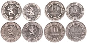 Belgium, Kingdom, Leopold I, Good lot with 4 different 5 & 10 Centimes copper-nickel coins in various grades including better items...