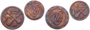 Katanga, Province, Nice set with 1 & 5 Francs Bronze 1961 in nice grades...