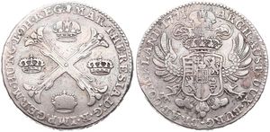 Austrian Netherlands, Maria Theresia, 1 Kronenthaler Silver 1771(b), Floriated cross with crowns at angles / Crowned imperial double headed eagle, KM 21 Brussels, A.VF
