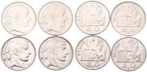 Belgium, Kingdom, Baudouin I, Good lot with 4 different 20 Francs silver coins in various grades including better items...