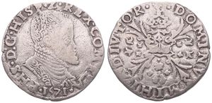 Spanish Netherlands, Philip II, 1/10 Filipsdaalder Silver 1571, Bust right / Crowned large cross, VH 308.BG - Bruges, Fine