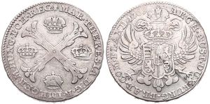 Austrian Netherlands, Maria Theresia, 1 Kronenthaler Silver 1769(b), Floriated cross with crowns at angles / Crowned imperial double headed eagle, KM 21 Brussels, A.VF