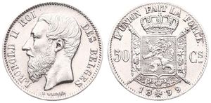 Belgium, Kingdom, Leopold II, 50 Centimes Silver 1899FR, Bearded head left, Morin 188, A.UNC