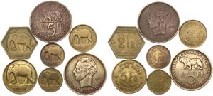 Belgian Congo, Colony, Leopold III & Prince Charles, Nice lot with 7 coins, all different dates in various grades...