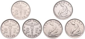 Belgium, Kingdom, Albert I, Good lot with 3 different 2 Francs nickel coins in various grades including better items...