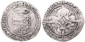 Burgundy, Philip the Fair, 1 Stuiver Silver ND (1482-1506), Crowned arms within circle / Large cross with mintmaster sign in centre, VH 152.BG - Bruges, A.VF