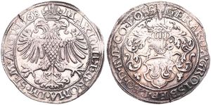 Liege, Bishoperic, Gerard de Groesbeeck, 1 Rixdaalder Silver 1568, Helmeted arms within circle / Crowned double headed eagle within circle, Dav. 8415 - Hasselt Mint, SCARCE, VF