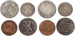 Austrian Netherlands, Mixed Reigns, Very good lot with 4 different ancient circulation type coins from the Austrian Netherlands in various grades including special items...
