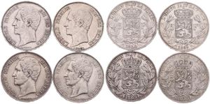 Belgium, Kingdom, Leopold I, Good lot with 4 different 5 Francs silver coins in various grades including better items...