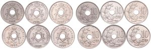 Belgium, Kingdom, Albert I, Good lot with 6 different 10 Centimes copper-nickel coins in nice grades including scarcer dates..
