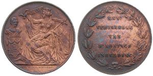 Belgium, Kingdom, Leopold I, 5 Centimes (Medallic) Copper 1856FL, 25th Anniversary of the Inauguration of King Leopold I, Morin M/8, VERY RARE DUTCH VERSION, A.XF