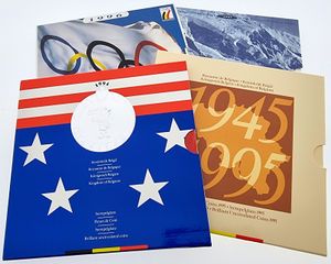 Belgium, Kingdom, Albert II, Lot with 4 Official Annual Mint Sets 1994, 1995, 1996, & 1997 FR+FL in original packaging, all UNC