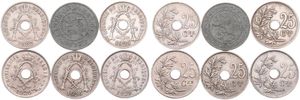Belgium, Kingdom, Albert I, Good lot with 6 different 25 Centimes copper-nickel coins in nice grades including scarcer dates..