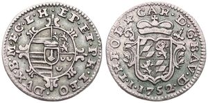 Liege, Bishoperic, John Theodore, 1 Plaquette Silver 1752, Crowned ams over sword and scepter / Oval shield - legend around, KM 152, VF