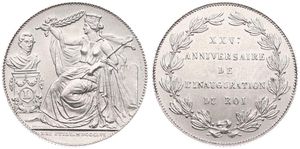 Belgium, Kingdom, Leopold I, 2 Francs (Medallic) Silver 1856FR, 25th Anniversary of the Inauguration of King Leopold I, Morin M/5, UNC