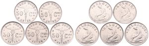 Belgium, Kingdom, Albert I, Good lot with 5 different 50 Centimes nickel coins in nice grades including scarcer dates..