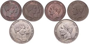 Belgium, Kingdom, Leopold I, Good lot with 3 different 10 Centimes Copper en 5 Francs silver coins in various grades including better items...