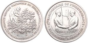 Rwanda, Republic, 200 Francs Silver 1972, F.A.O. - 10th Anniversary of Independence, KM 11, UNC
