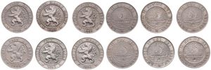 Belgium, Kingdom, Leopold II, Good lot with 6 different 5 Centimes copper-nickel coins in various grades including better items...