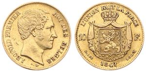 Belgium, Kingdom, Leopold I, 10 Francs Gold 1849, Bare head right, Morin 4, RARE KEY DATE, A.XF (*)