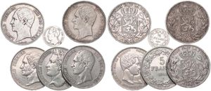 Belgium, Kingdom, Leopold I, Good lot with 6 older silver circulation type coins in various grades including better items ...