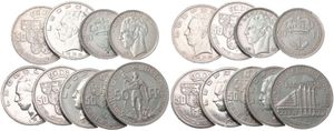 Belgium, Kingdom, Leopold III, Good lot with 9 older silver circulation type coins in various grades including better items ...