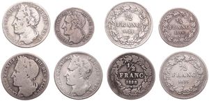 Belgium, Kingdom, Leopold I, Good lot with 4 different 1/4 & 1/2 Franc silver coins in various grades including better items...