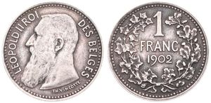 Belgium, Kingdom, Leopold II, 1 Franc (ESSAI) Silver Mat 1902FR Bearded head left , Denomination and date within wreath, Dupriez 1373, VERY RARE, A.UNC