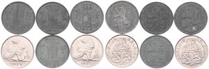 Belgium, Kingdom, Leopold III, Good lot with 6 different 1 Franc nickel & zinc coins in nice grades including scarcer dates..