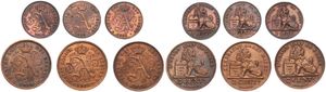 Belgium, Kingdom, Albert I, Good lot with 6 different 1 & 2 Centimes copper coins in various grades including better items...