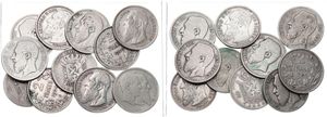 Belgium, Kingdom, Leopold II, Good lot with 21 silver 2 Francs coins, mixed dates in various grades... 
