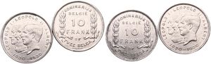 Belgium, Kingdom, Albert I, 2 x 10 Francs (2 Belgas) 1930FL Position A & B, Three Kings left, Morin 381a & 381b, XF 