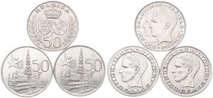 Belgium, Kingdom, Baudouin I, Good lot with 3 different 50 Francs silver coins in various grades including better items or grades...
