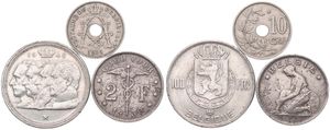 Belgium, Kingdom, Small lot with 3 different older scarcer coins in nice grades : 10 Centimes 1931FR, 2 Francs 1930FL and 100 Francs 1949 FR