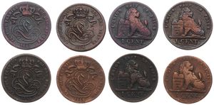 Belgium, Kingdom, Leopold I, Good lot with 4 different 1 Centime copper coins in various grades including better items...