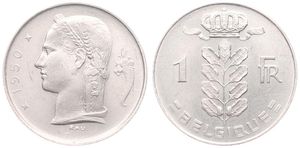 Belgium, Kingdom, Prince Charles, 1 Franc Copper-Nickel 1950FR, Head of Ceres left, Morin 527, UNC