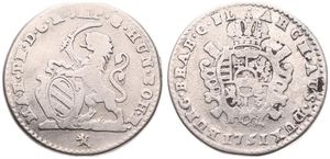 Austrian Netherlands, Maria Theresia, 2 Escalins Silver 1751(l), Rampant lion holding sword and shield, KM 16 Bruges, Fine (cleaned)