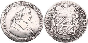 Liege, Bishoperic, Maximilian Henry, 1 Ducatone Silver 1671, Capped bust right / Capped  arms with lion supporters, KM 84 - Liege Mint, F/VF
