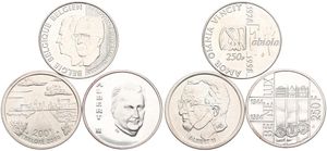 Belgium, Kingdom, Albert II, Good lot with 3 different 200 & 250 Francs silver coins in higher grades including better items...