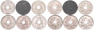 Belgium, Kingdom, Albert I, Good lot with 6 different 10 Centimes copper-nickel coins in nice grades including scarcer dates..