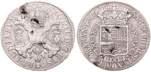 Spanish Netherlands, Charles II, 1 Patagon Silver 1688, Cross with crown and golden fleece & initials / Crowned arms with collar, VH 714.BS - Brussels, RARE, A.VF