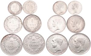 Belgium, Kingdom, Albert I, Good lot with 6 different silver coins in various grades including better items...