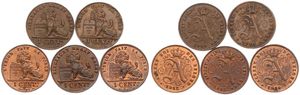 Belgium, Kingdom, Albert I, Good lot with 5 different 1 Centime copper coins in nice grades including scarcer dates..