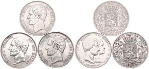 Belgium, Kingdom, Leopold I, Good lot with 3 different 5 Francs silver coins in various grades including better items...