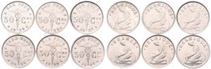 Belgium, Kingdom, Albert I, Good lot with 6 different 50 Centimes nickel coins in nice grades including scarcer dates..